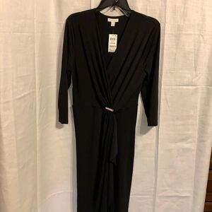 Charter Club Large Black 3/4 sleeve wrap dress.